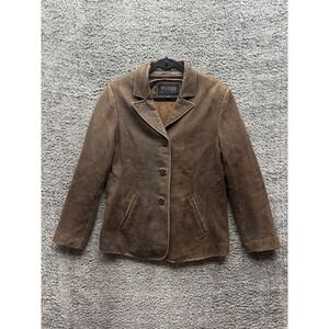 Wilsons Leather Three‎ Buttons Single Breast Blazer Jacket Brown Size L